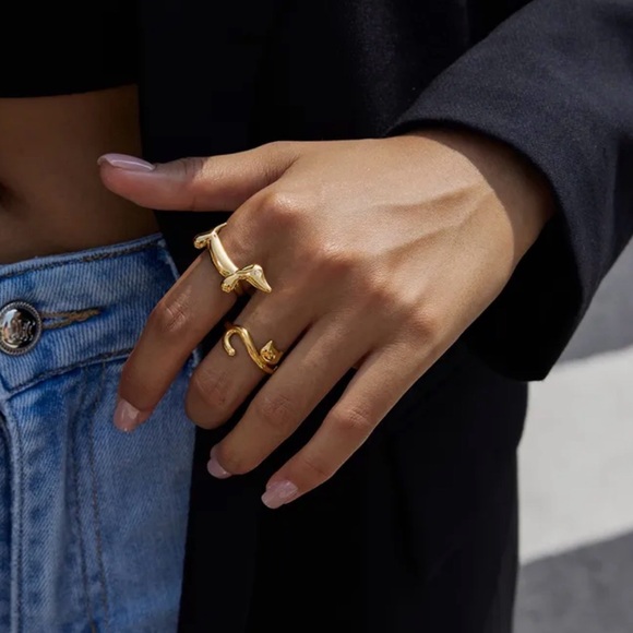 Gold Cute Dog Ring Adjustable Size - Picture 2 of 4